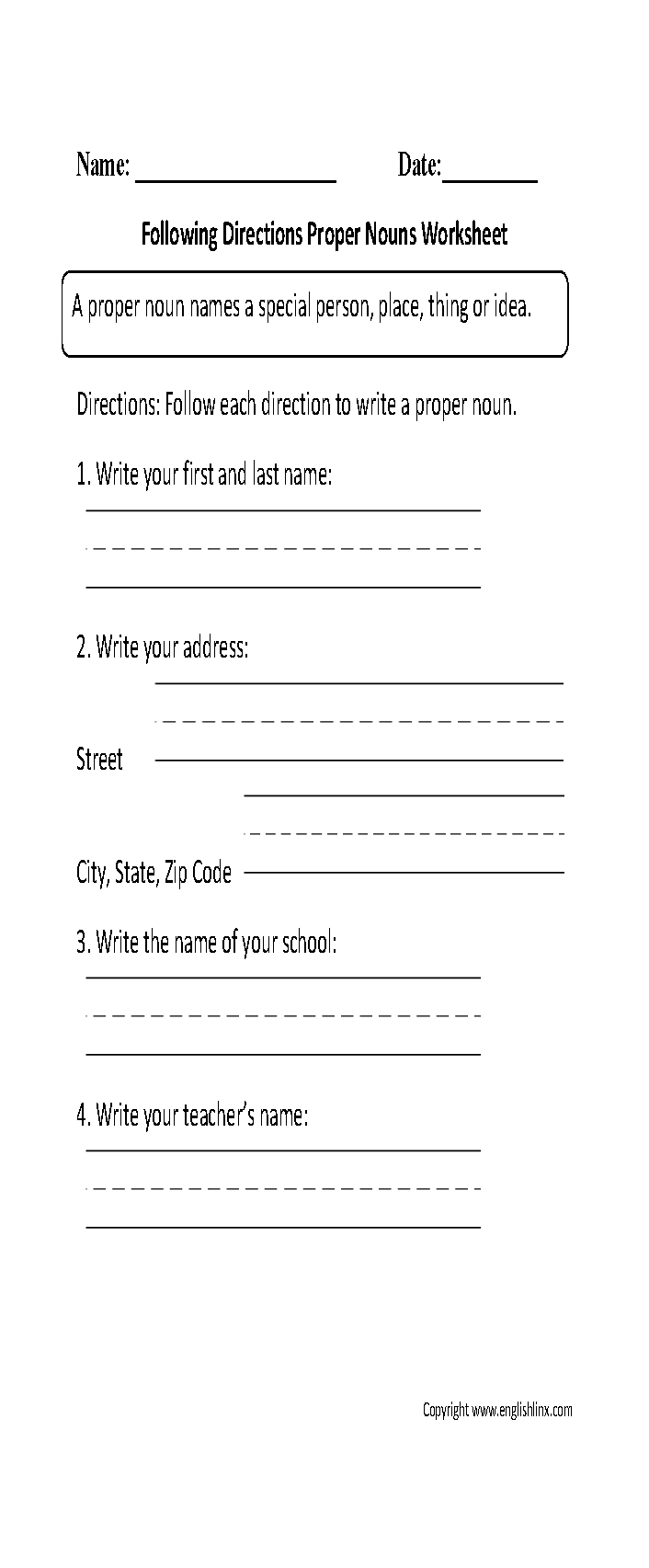 What Is A Noun Worksheet 4th Grade