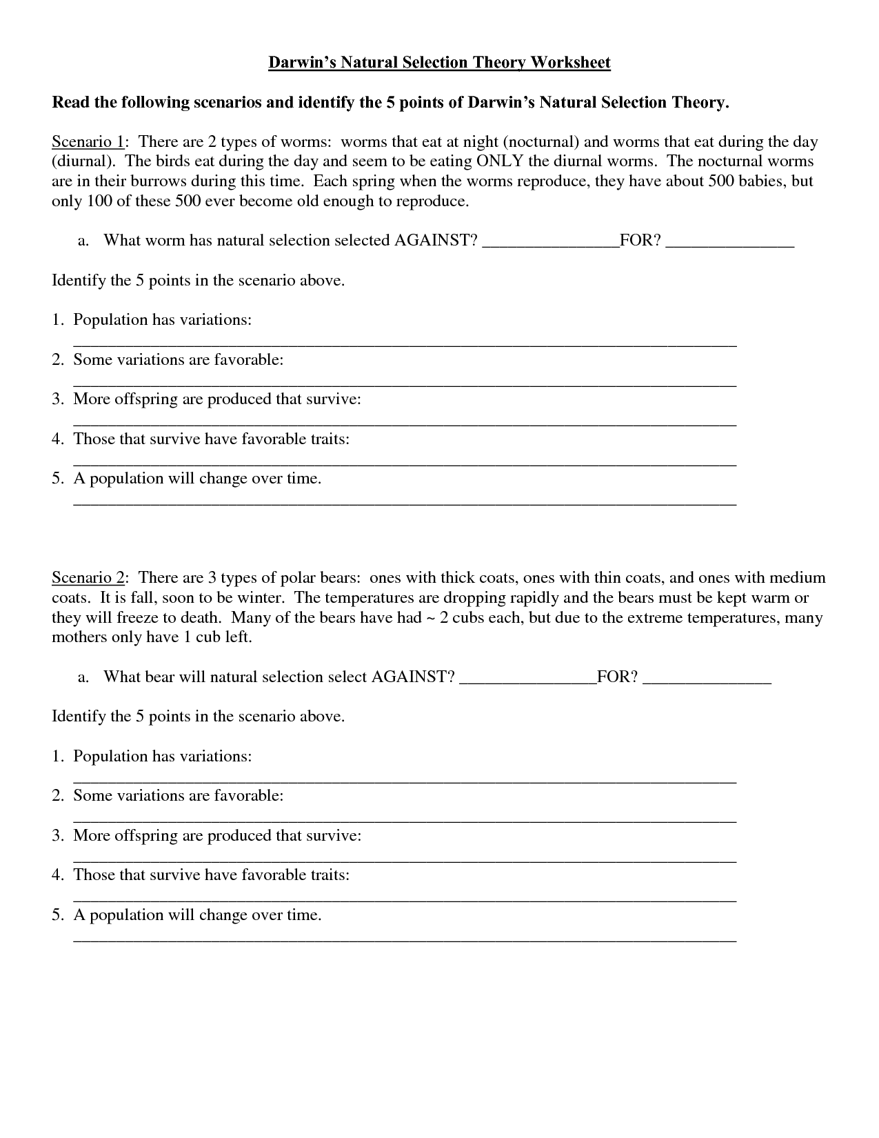 12 Best Images of Darwins Natural Selection Worksheet Key  Evolution by Natural Selection 