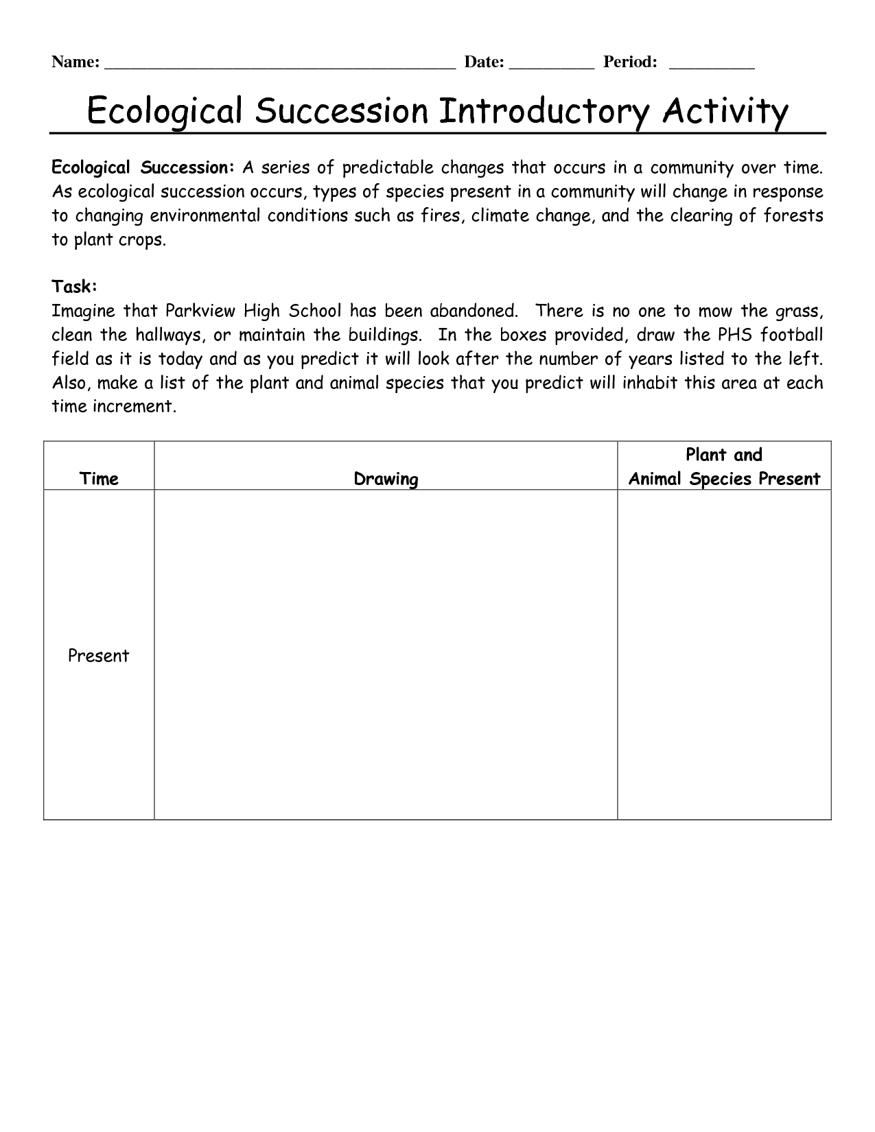 13 Best Images of Ecological Succession Worksheet Middle School