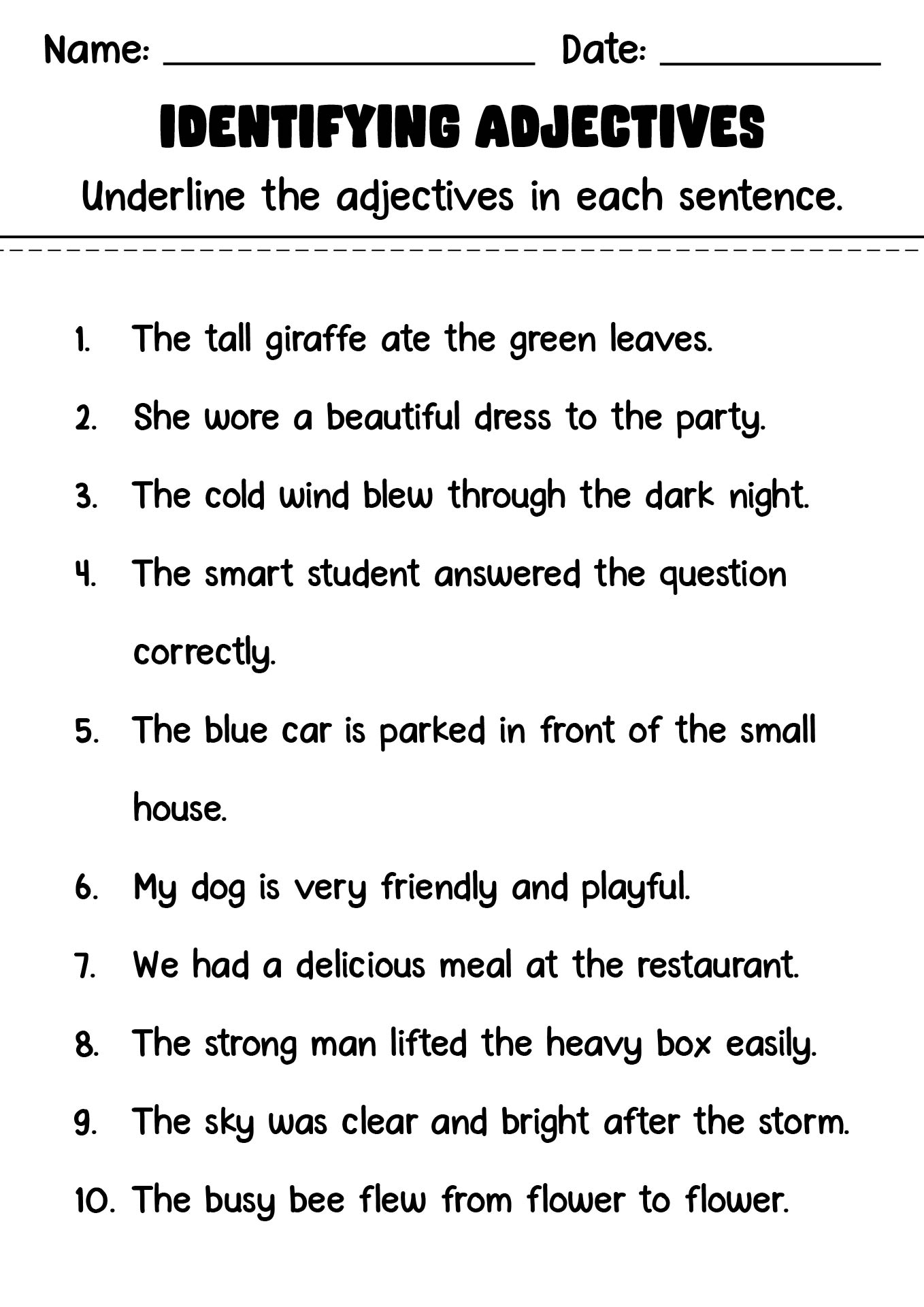 16 Best Images Of Printable Adjective Worksheets 4th Grade Adjective