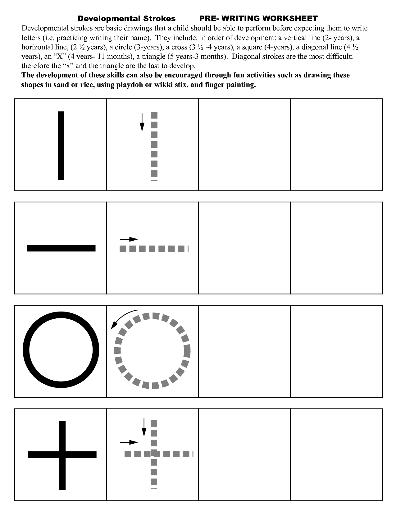 Pre Writing Strokes Worksheets