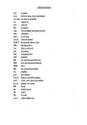 Printable List of Common Abbreviations
