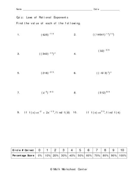 Simplifying Rational Exponents Worksheet