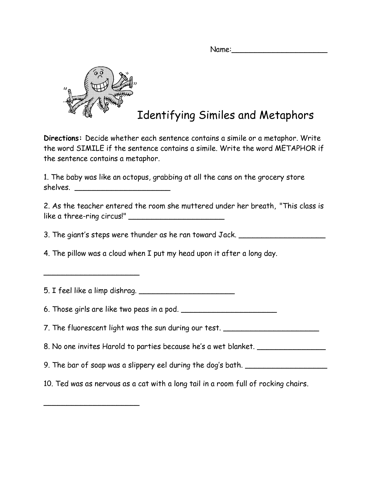 13 Best Images of Free Simile And Metaphor Worksheets Simile Metaphor