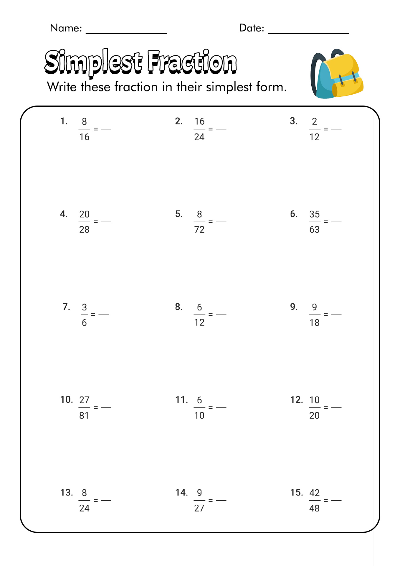 16 Best Images of Simplifying Fractions Worksheets Grade 6 - 6th Grade