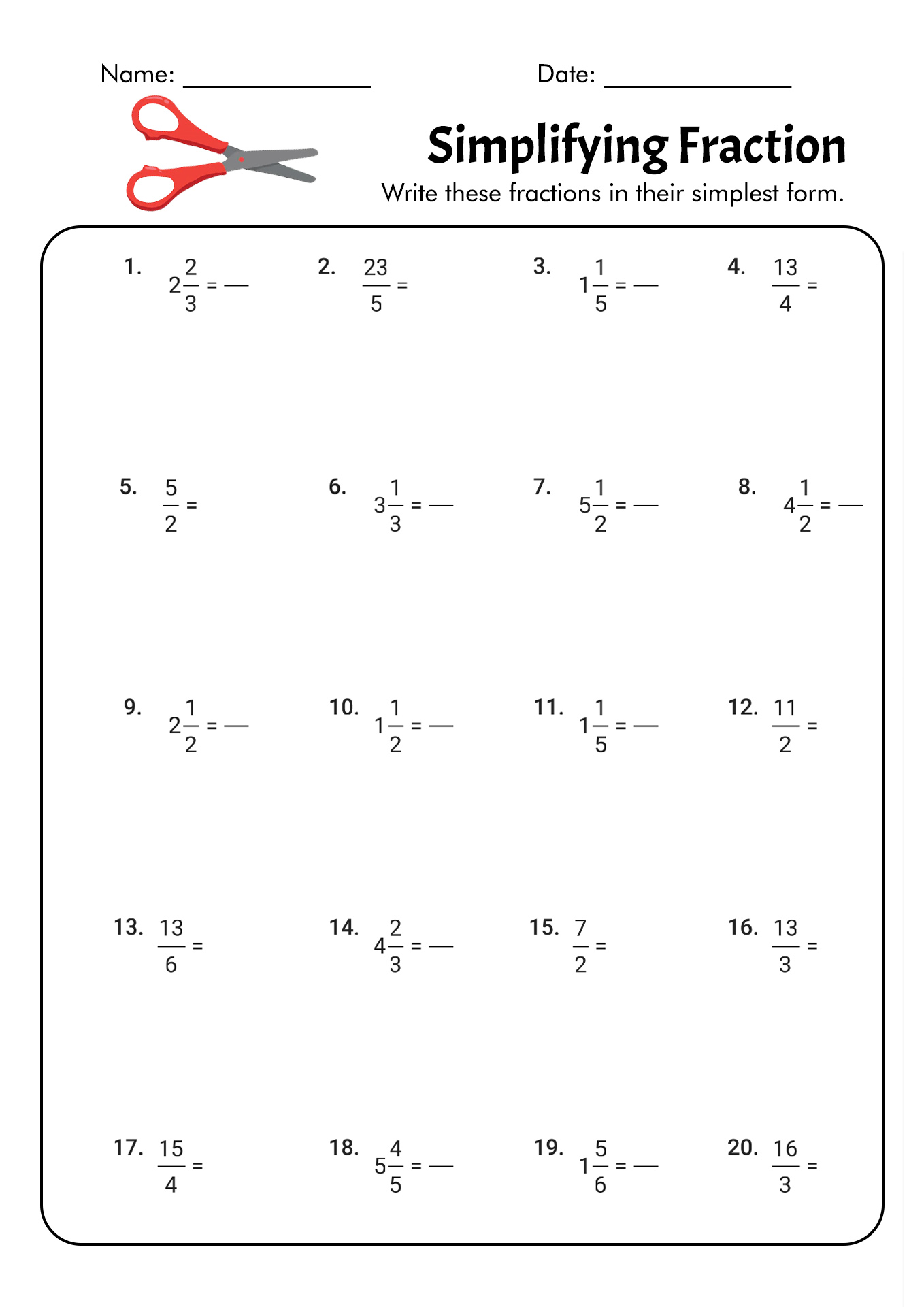 16 Best Images of Simplifying Fractions Worksheets Grade 6 - 6th Grade