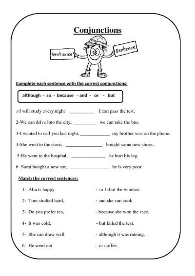 15 Best Images of Worksheets Using Conjunctions - Subordinating