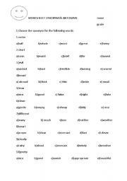 synonym worksheets worksheet synonyms antonyms antonym hard meaning order english worksheeto vocabulary via