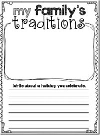 Holiday Family Traditions Worksheet