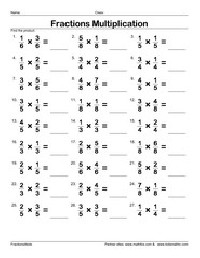 Multiplying Fractions with Common Denominators Worksheets