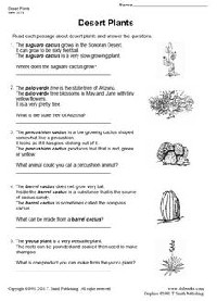 Plant Reading Comprehension Worksheets