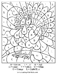 Printable Thanksgiving Color by Number Coloring Pages