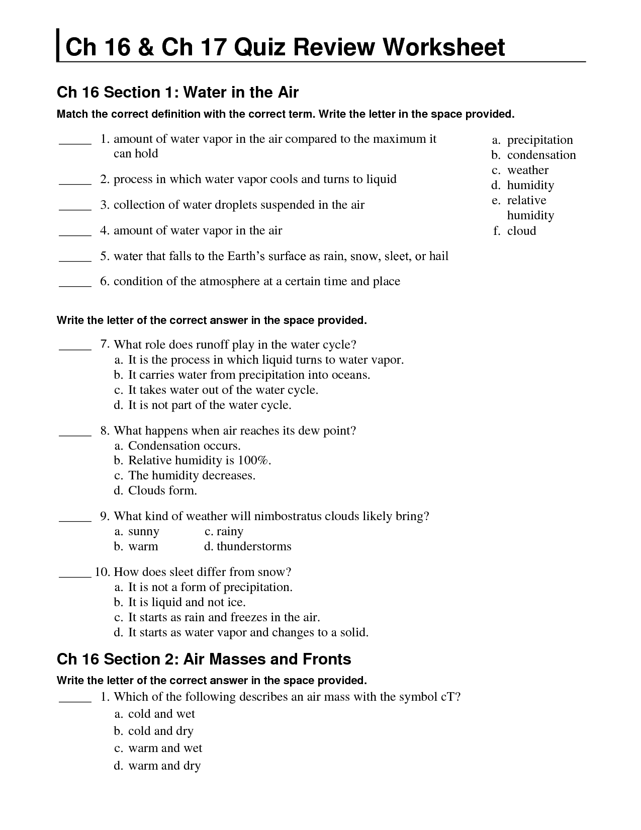 fronts-worksheet-answer-key