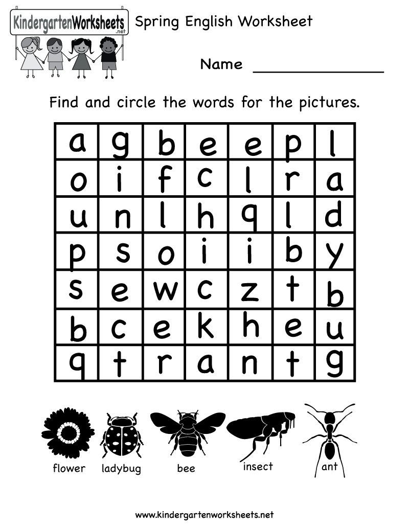 Free Printable Kindergarten English Worksheets