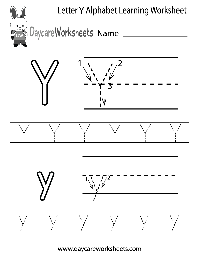 Printable Alphabet Letter Y Worksheets