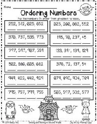 Second Grade Ordering Numbers Worksheets