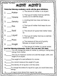 18 Best Images of Printable Science Worksheets Matter ...