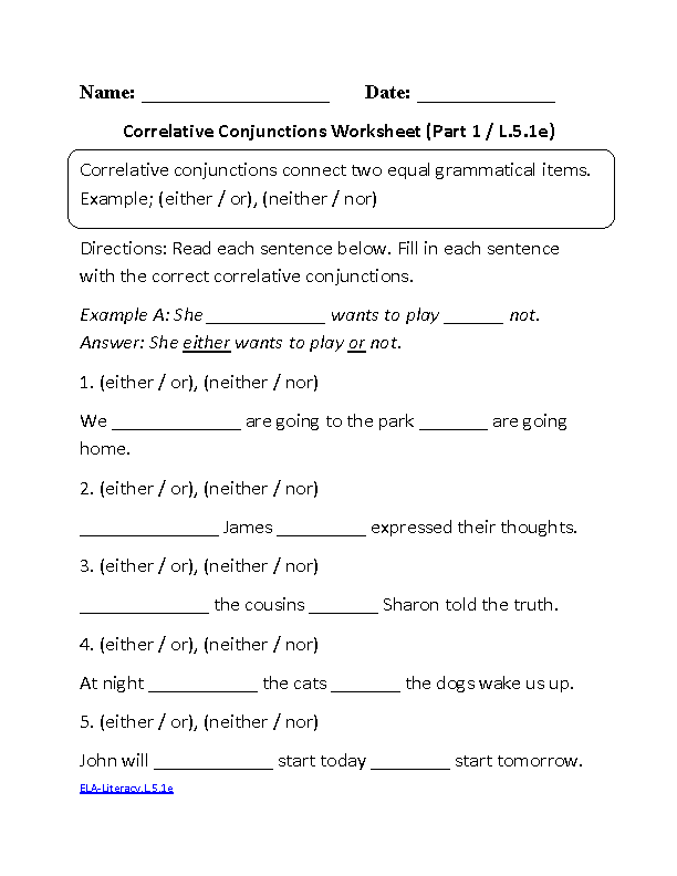 Grammar 5th Grade English Worksheets