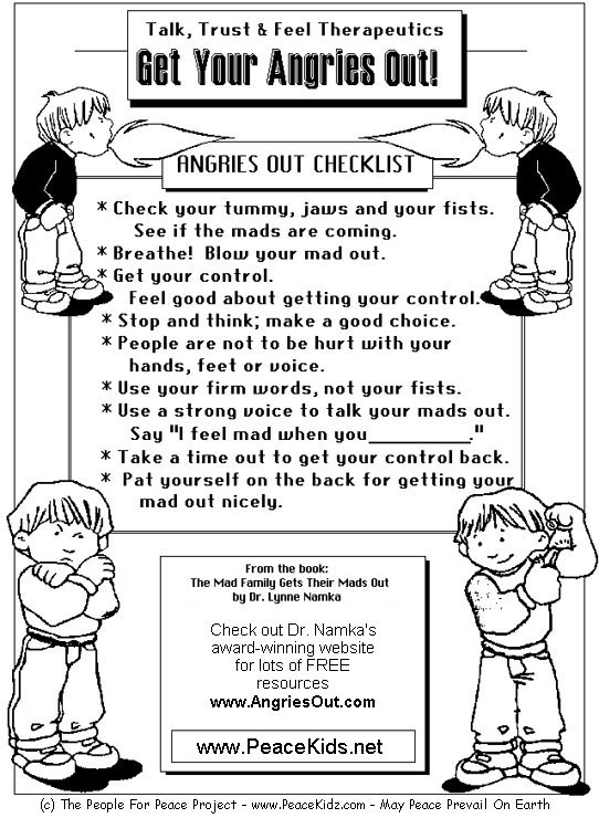 Anger Management Activity Worksheets for Kids