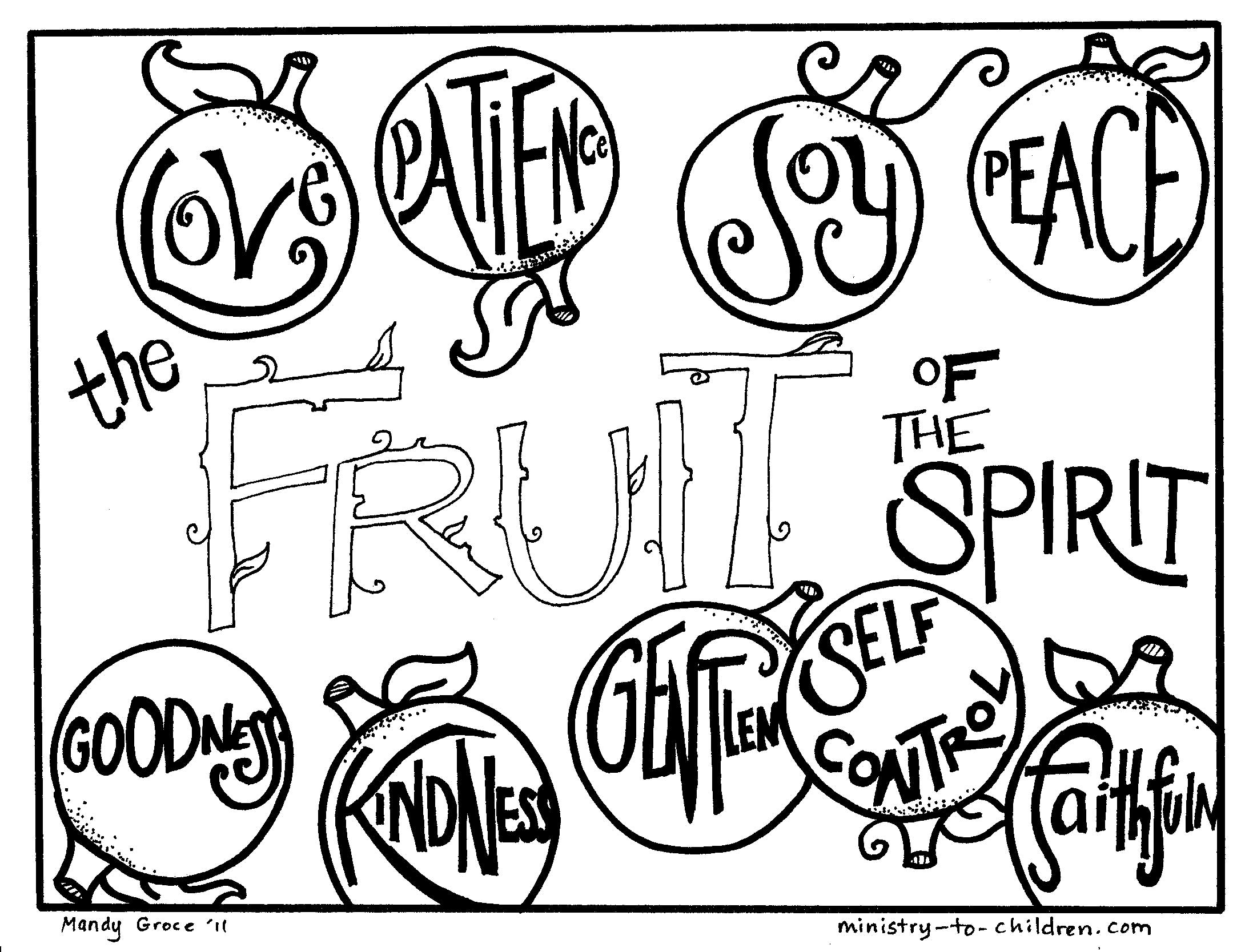 Bible Fruit of the Spirit Coloring Pages Printable