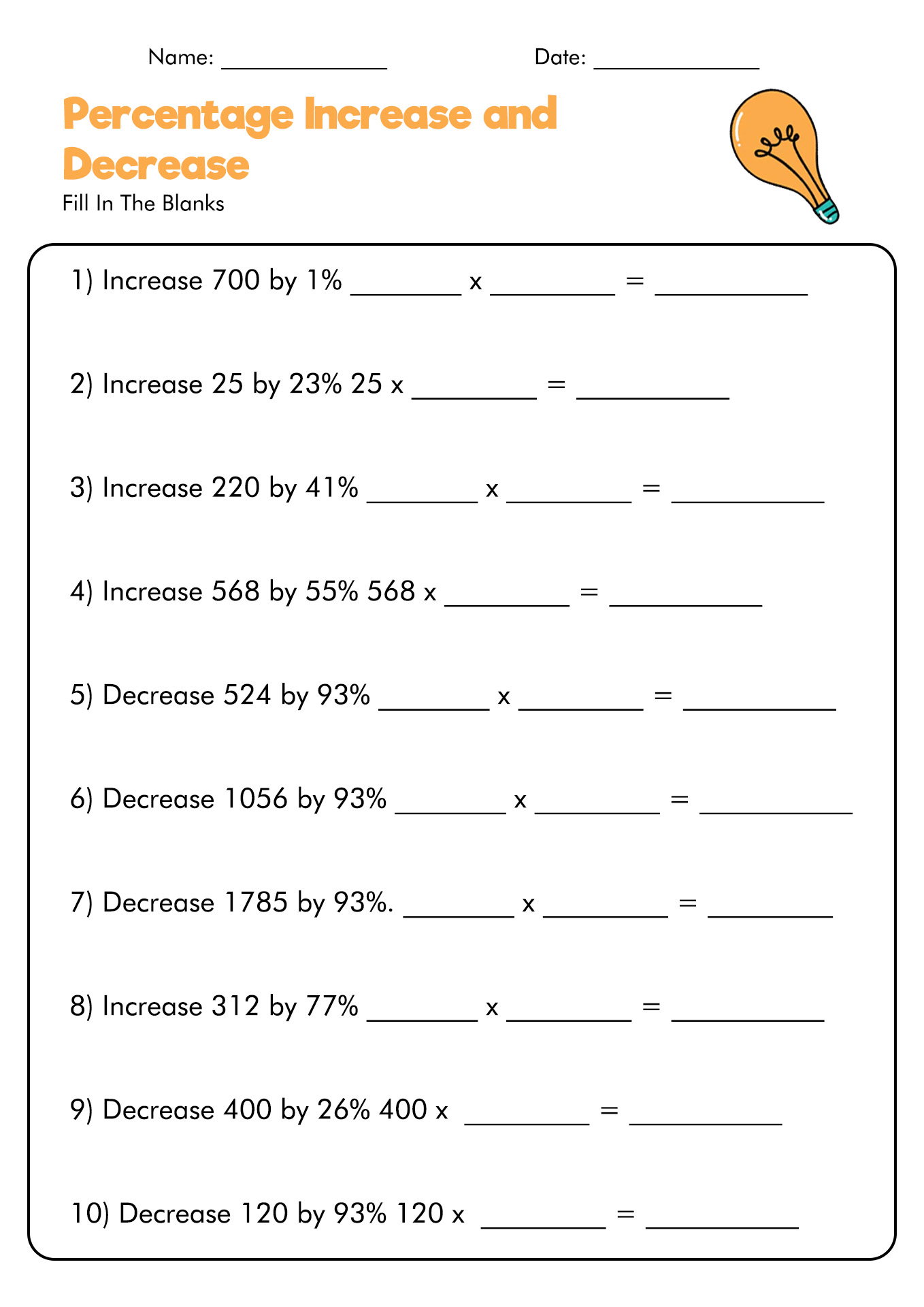 Percent Math Worksheets  pie graph worksheetspercent questions worksheet grade 8 worksheets for 