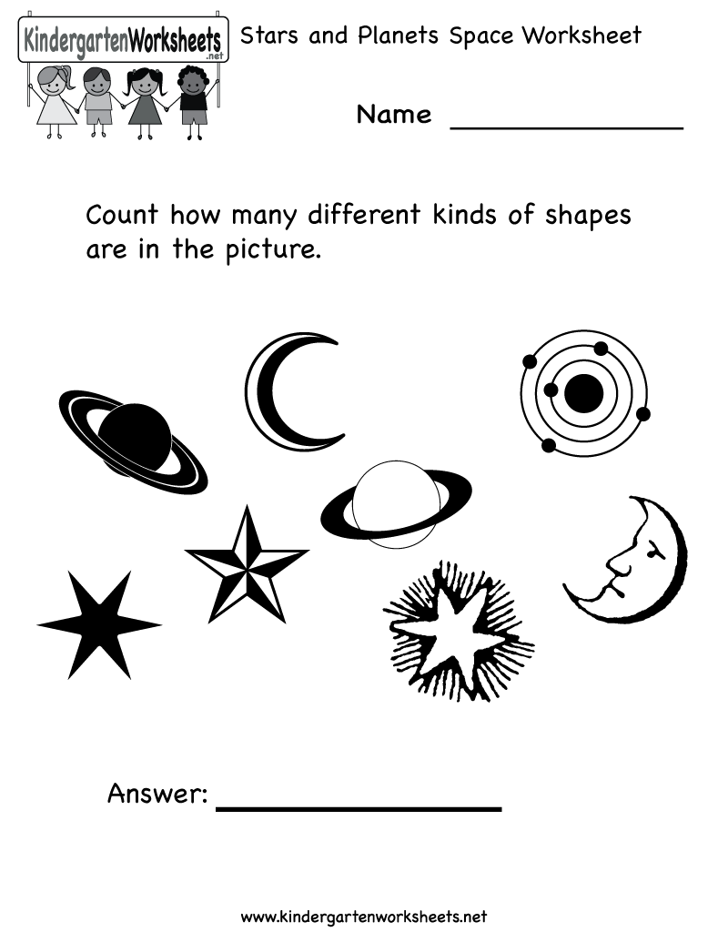 Space Planets Kids Worksheets