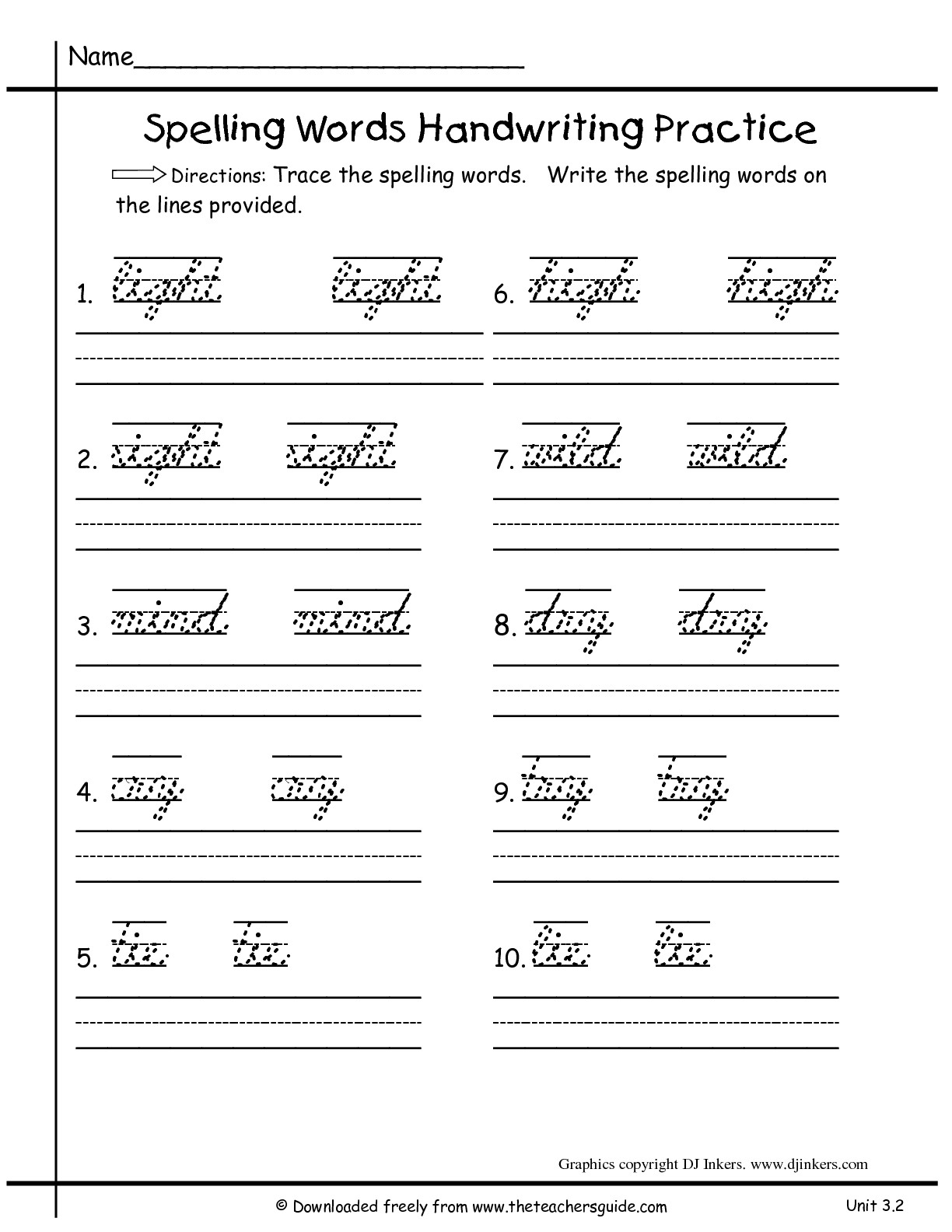2nd Grade Cursive Writing Worksheets