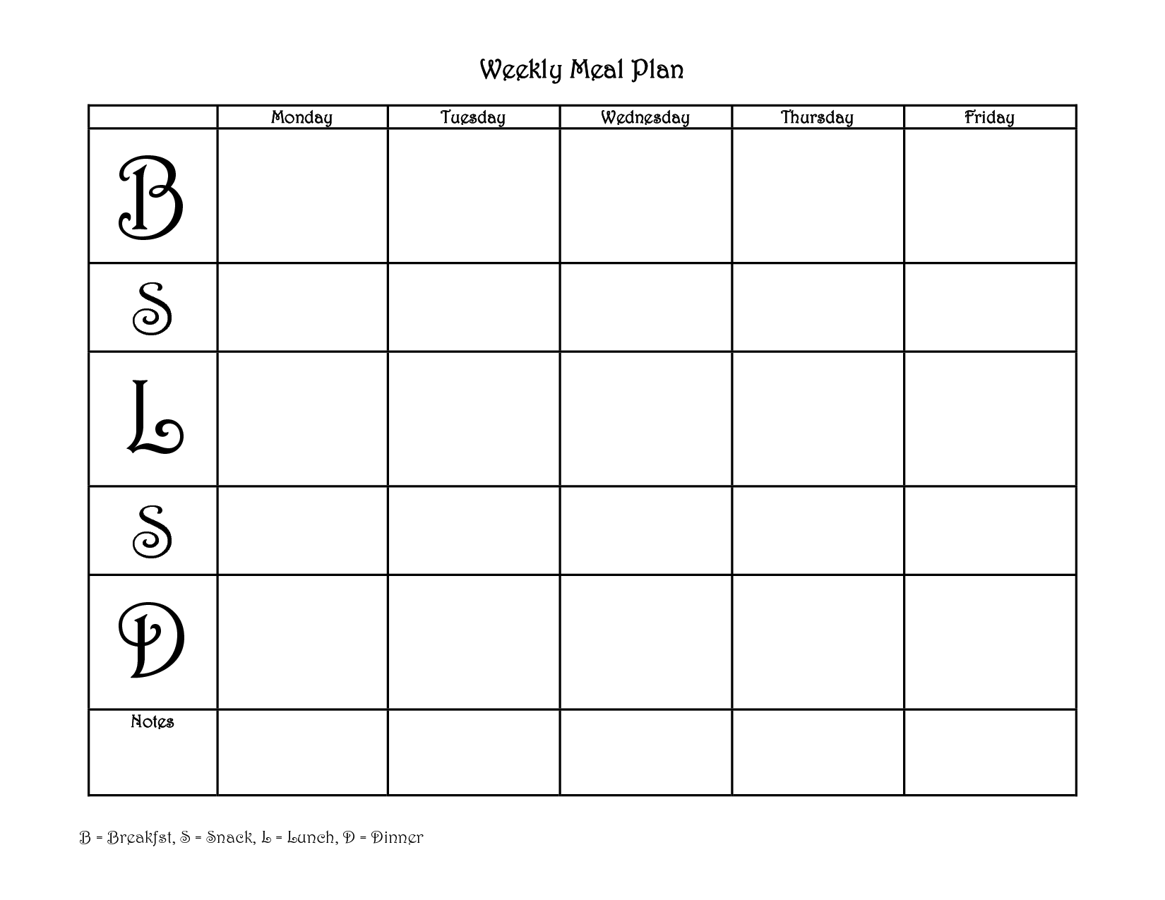 Free Printable Blank Meal Planner