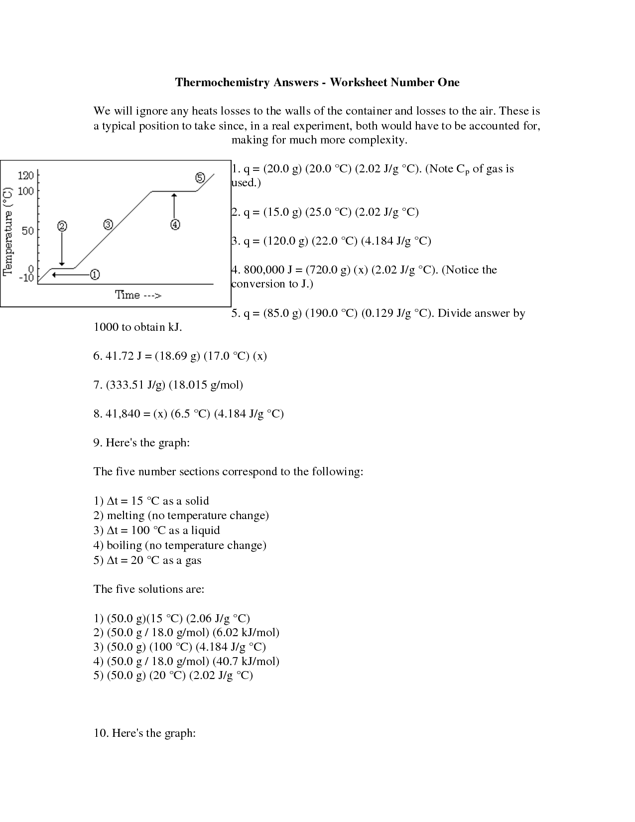 Chemistry Heating Curve Worksheet Answers