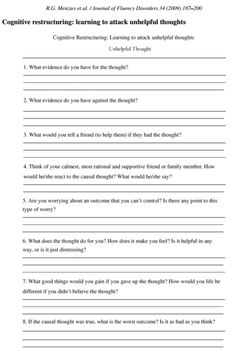7 Best Images of Cognitive Restructuring Worksheet - Cognitive
