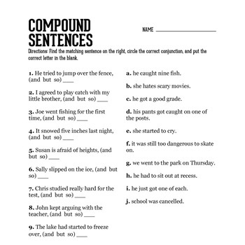 18 Best Images of Compound Sentences Worksheet 3rd Grade - Compound