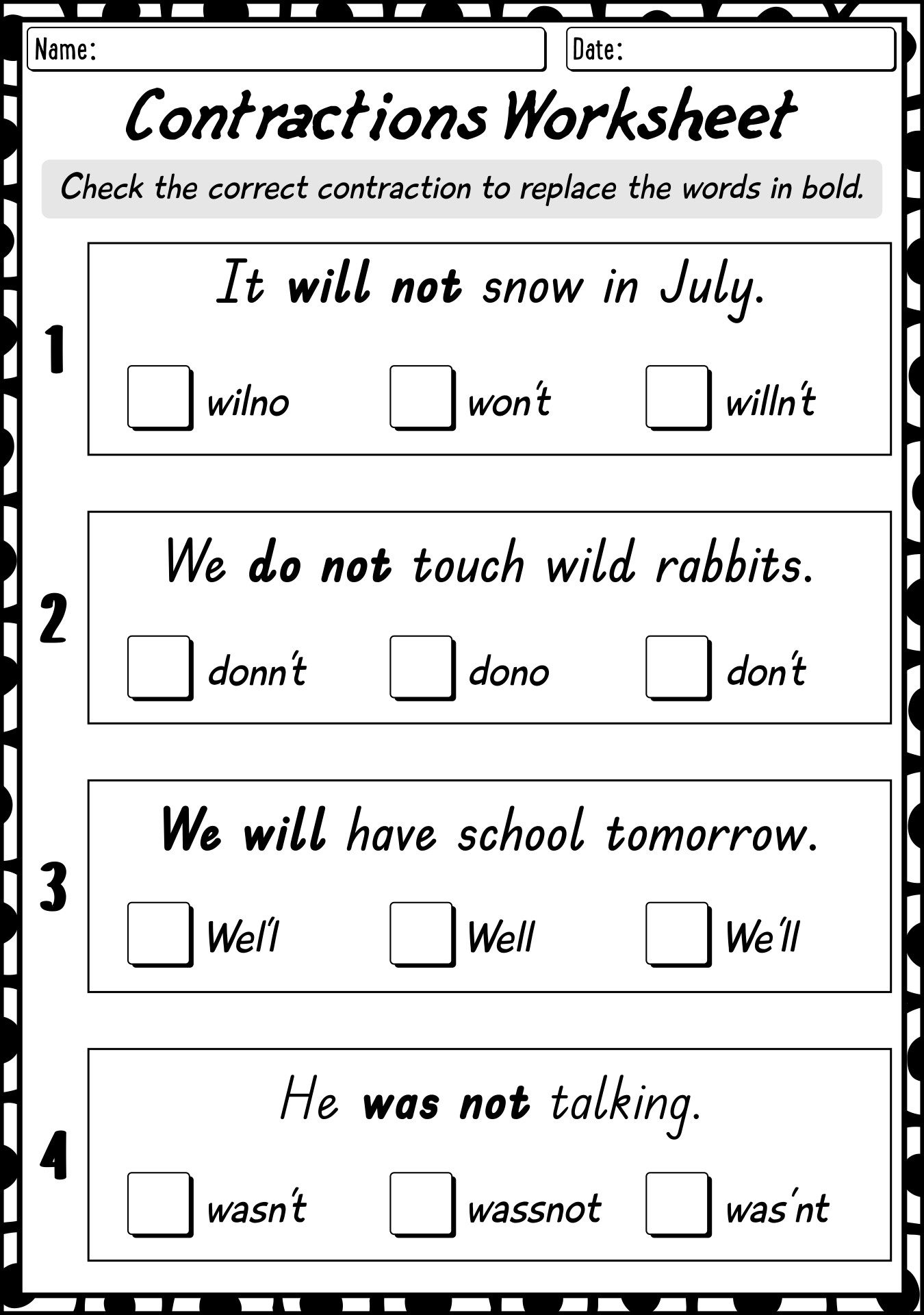 17 Best Images Of For First Grade Contraction Worksheets Contraction