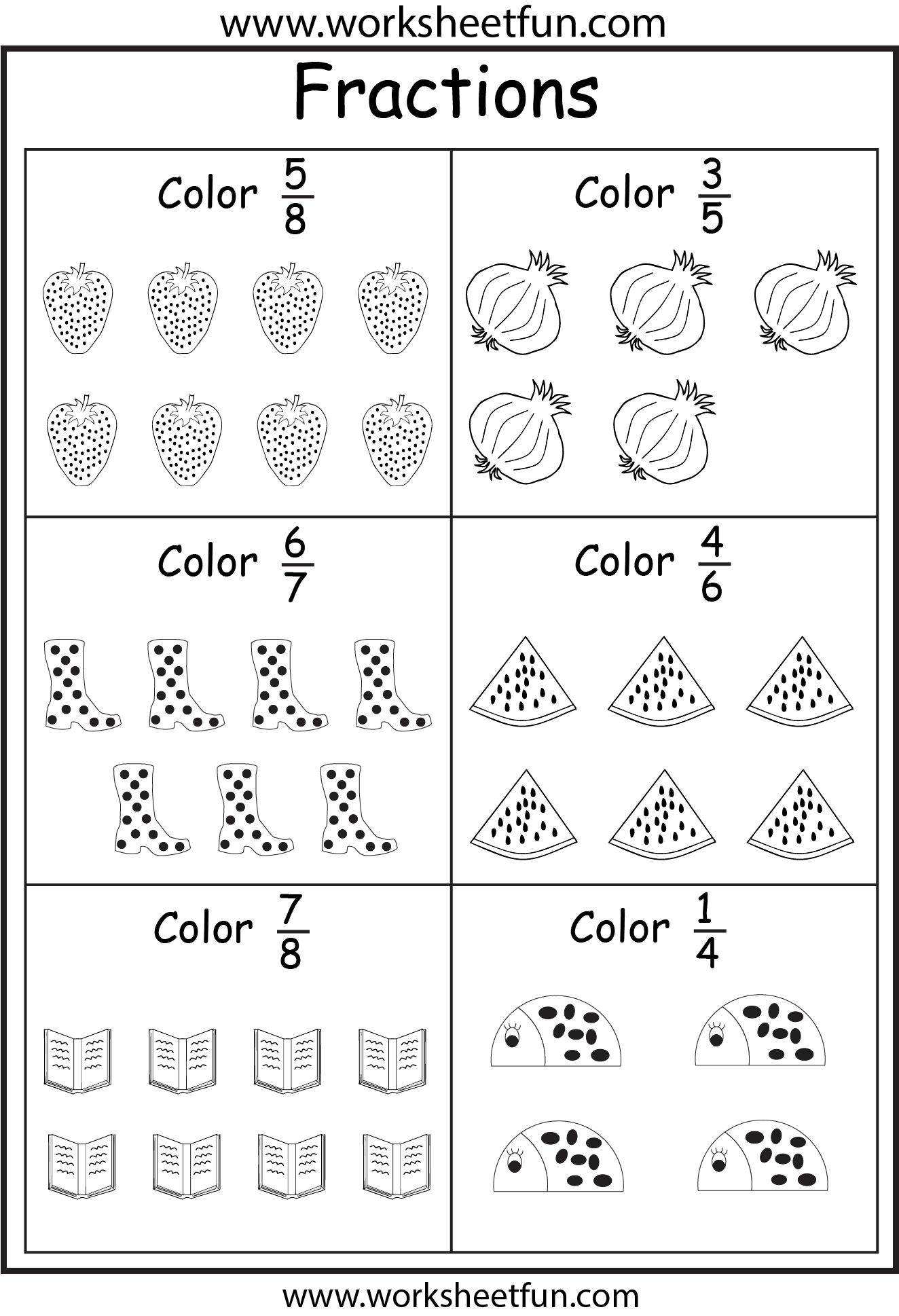  Printable Fraction Worksheets Coloring