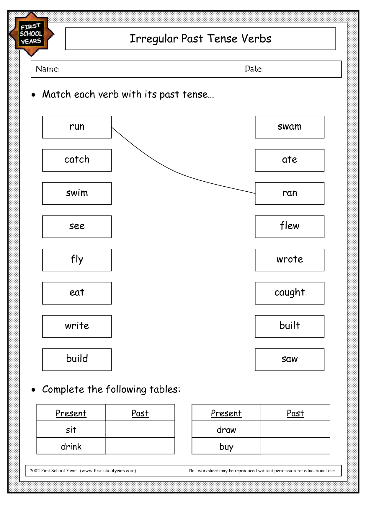 Past Tense Of Irregular Verbs Worksheets