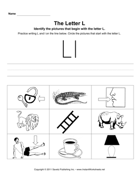 Letter L Worksheets