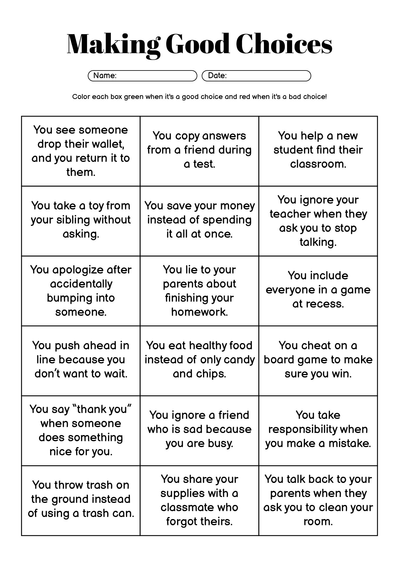 11 Best Images Of Decision Making Worksheets For Teens Making 