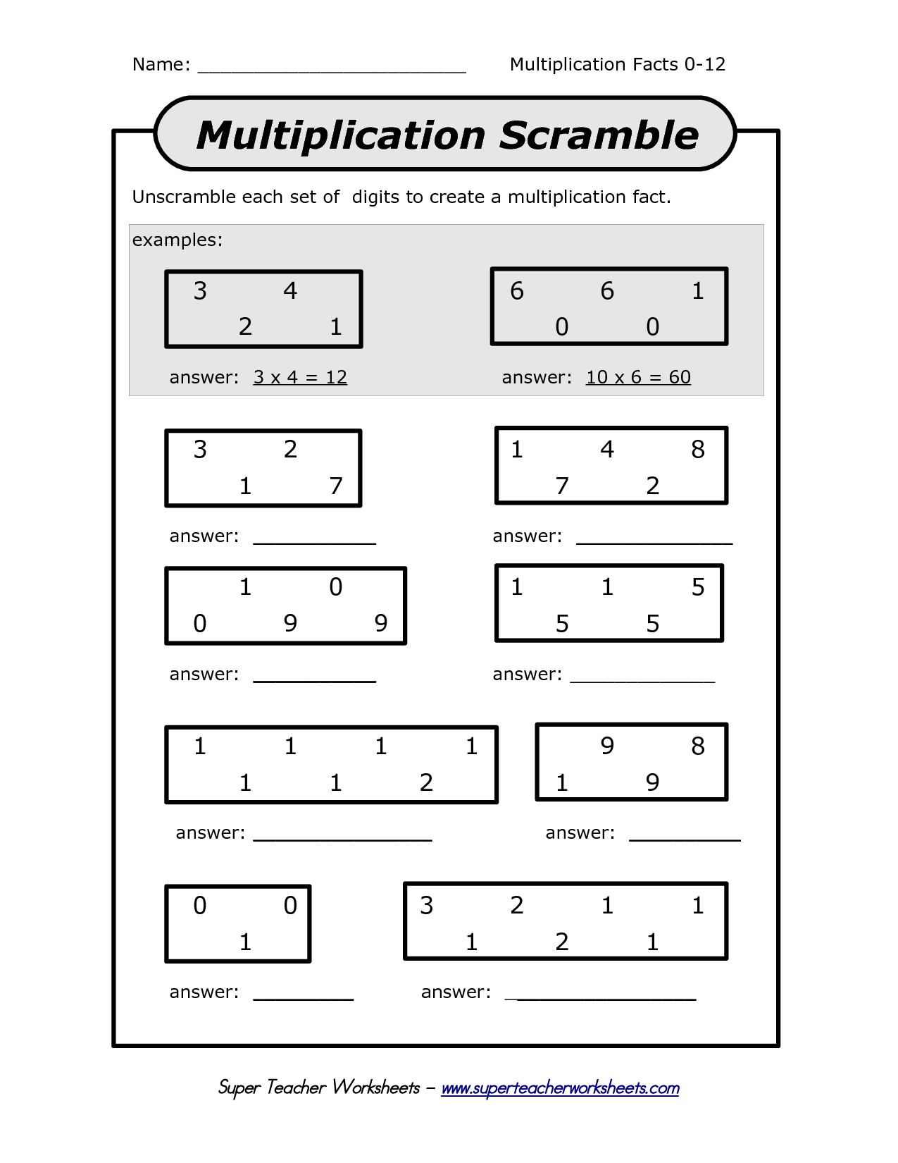 14 Best Images Of Super Teacher Worksheets Multiplication Domino