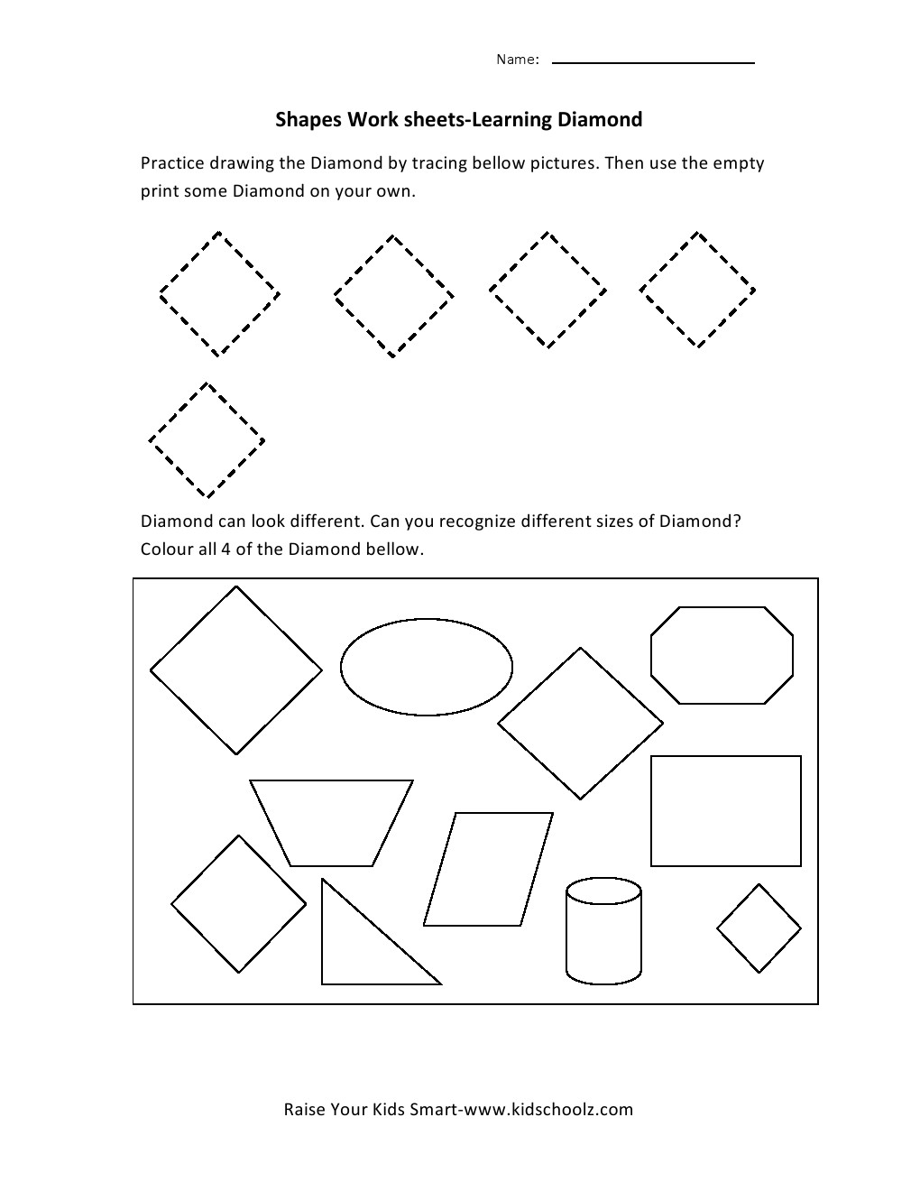Printable Diamond Shape Worksheets
