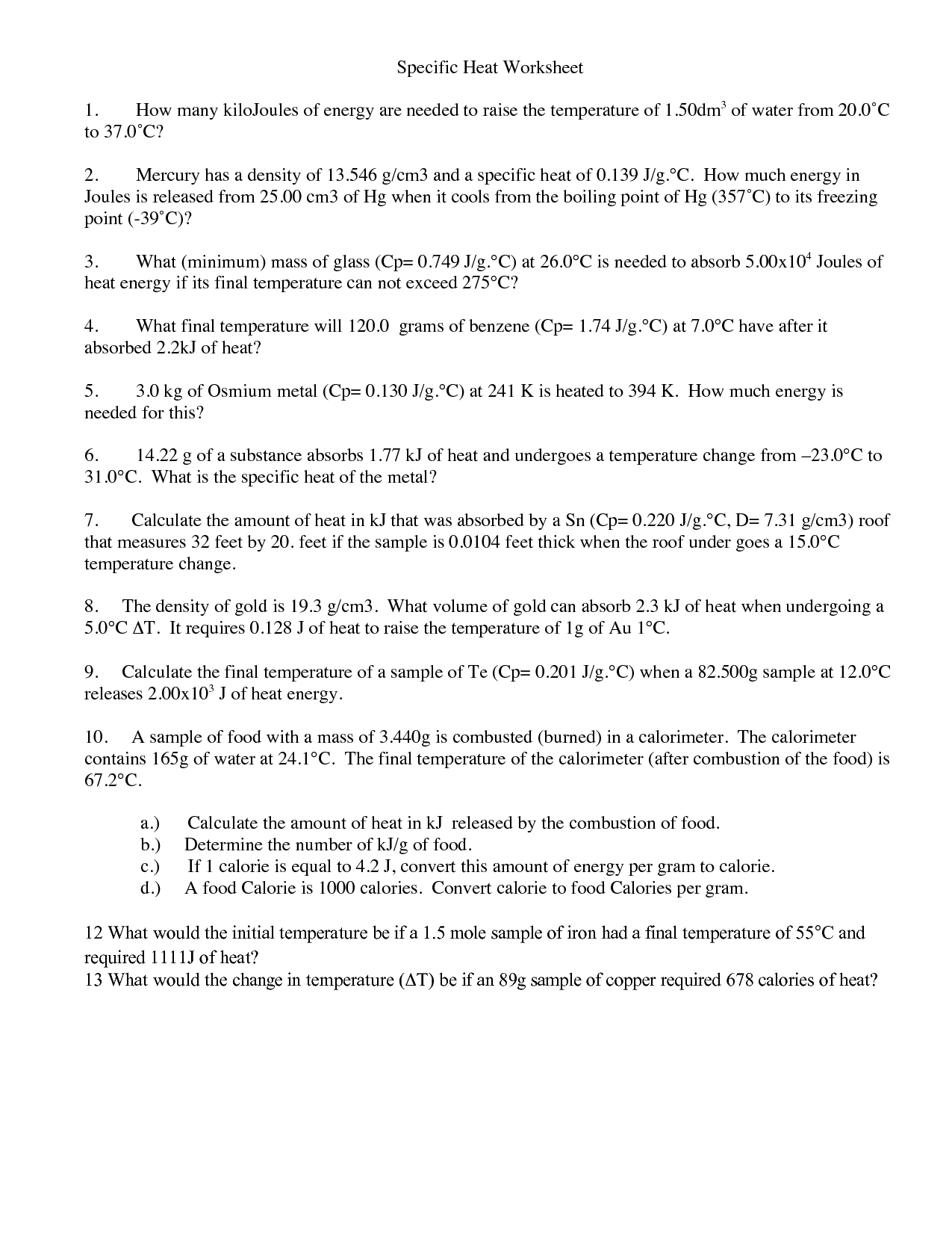 Methods Of Heat Transfer Worksheet