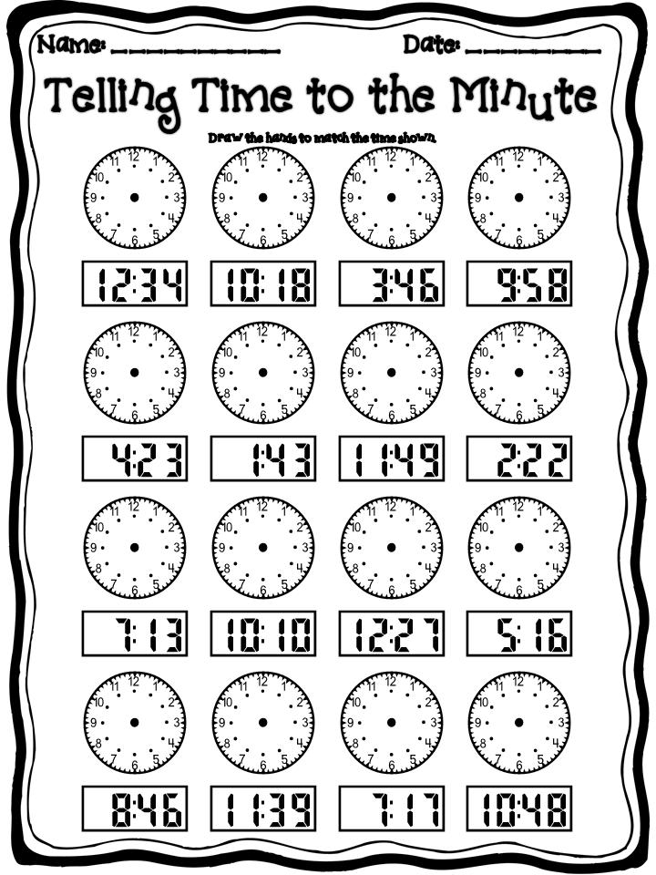Free Printable Telling Time Worksheets Grade 4