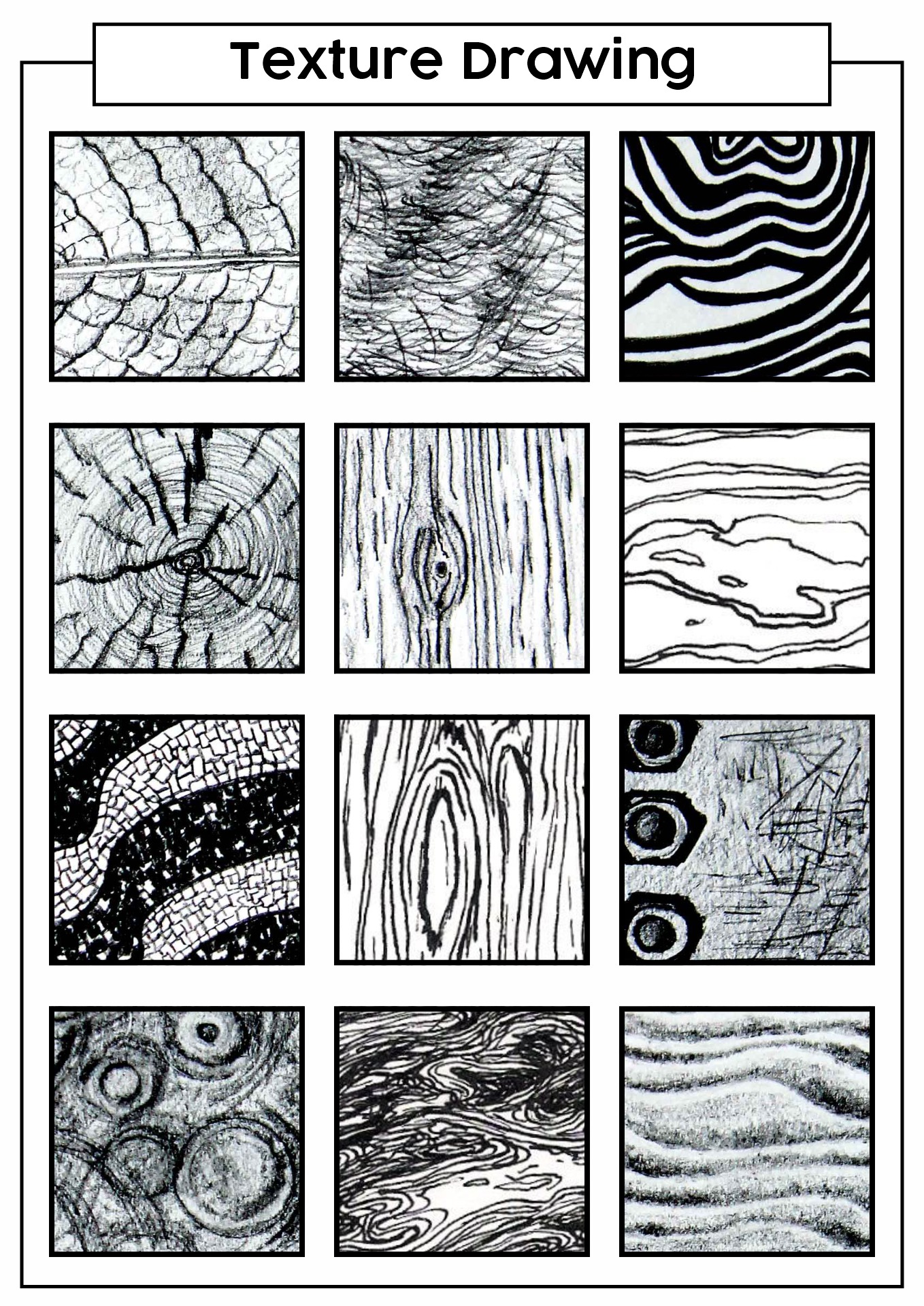 13 Best Images of Texture Line Drawing Techniques Worksheet - Art