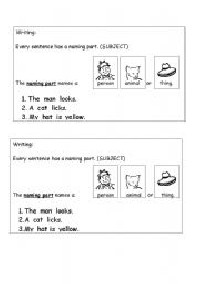 Naming Parts of a Telling Sentence Worksheet