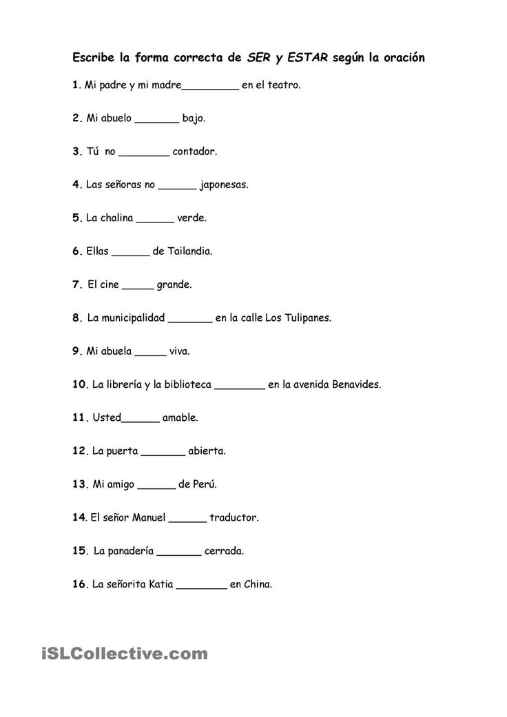 9 Best Images of El Verbo Estar Worksheets - Spanish Ser Worksheet 1