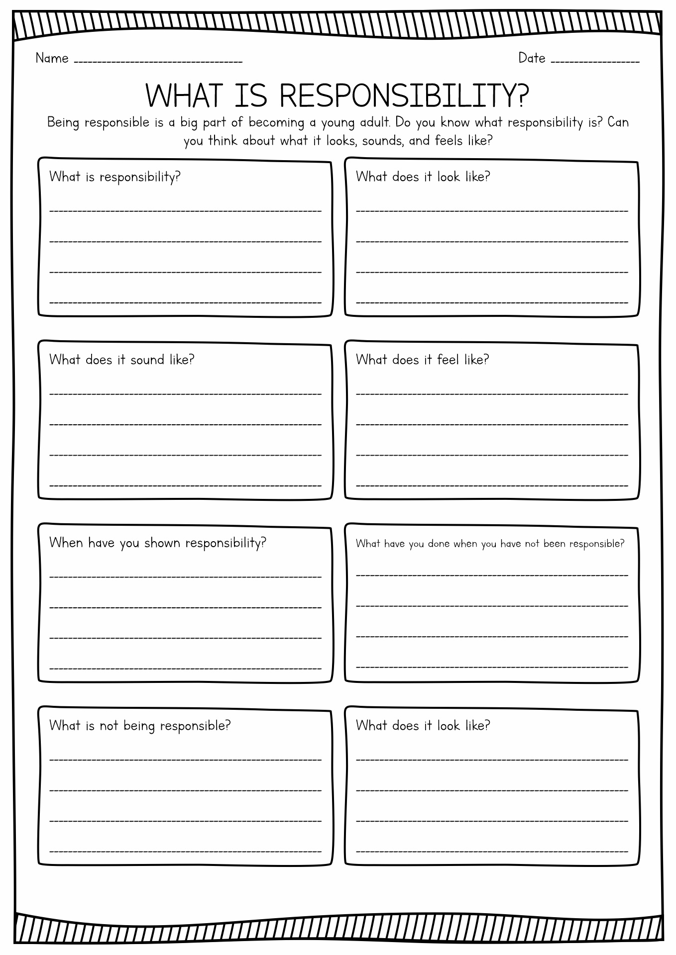 13 Best Images Of Printable Worksheets On Responsibility Kindergarten 