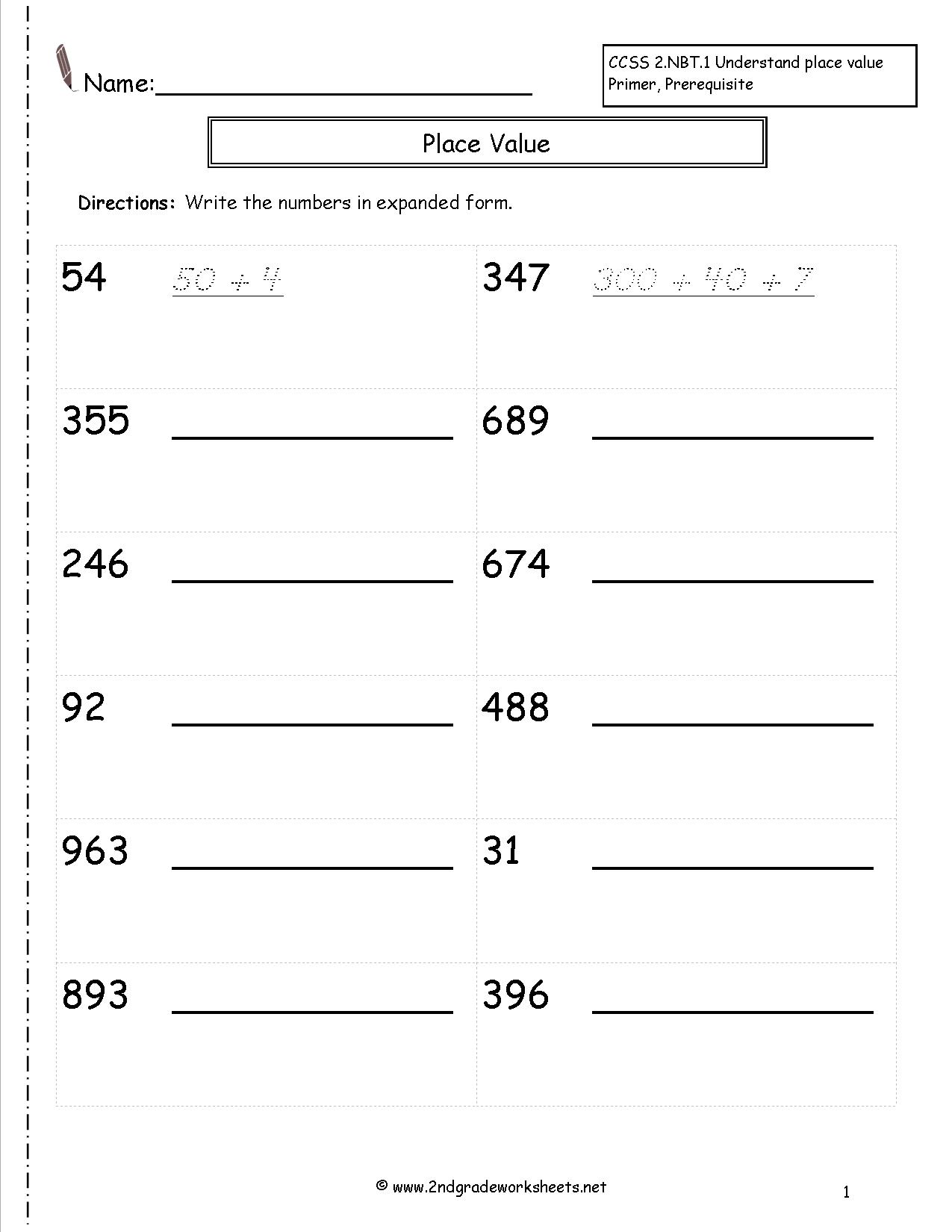 10 Best Images of Hundreds Tens And Ones Worksheets Expanded Form