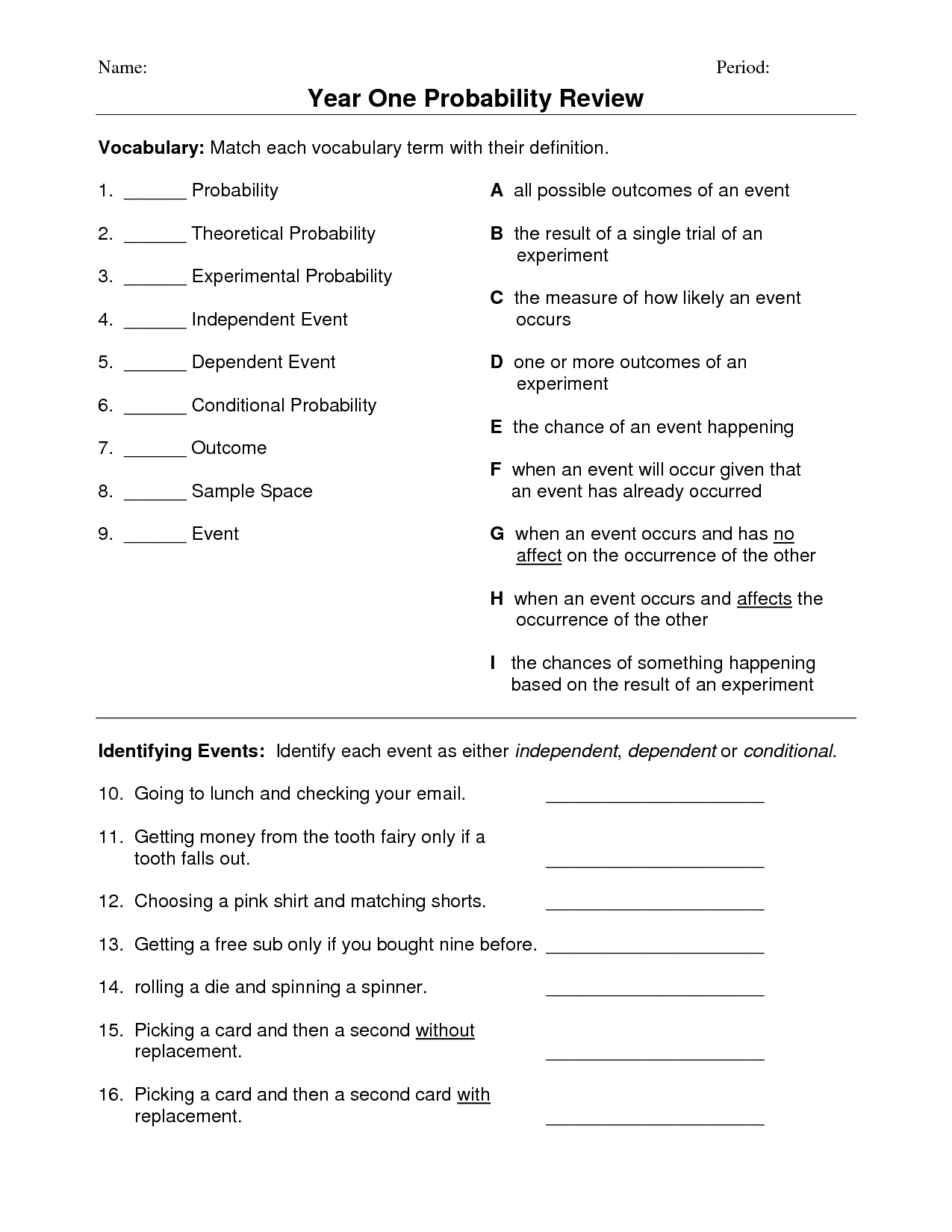 8th Grade Math Probability Worksheets