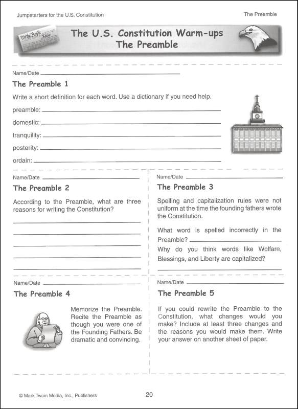 Constitution Worksheets Middle School