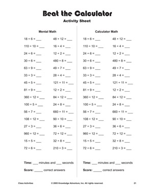  Printable Calculator Worksheets
