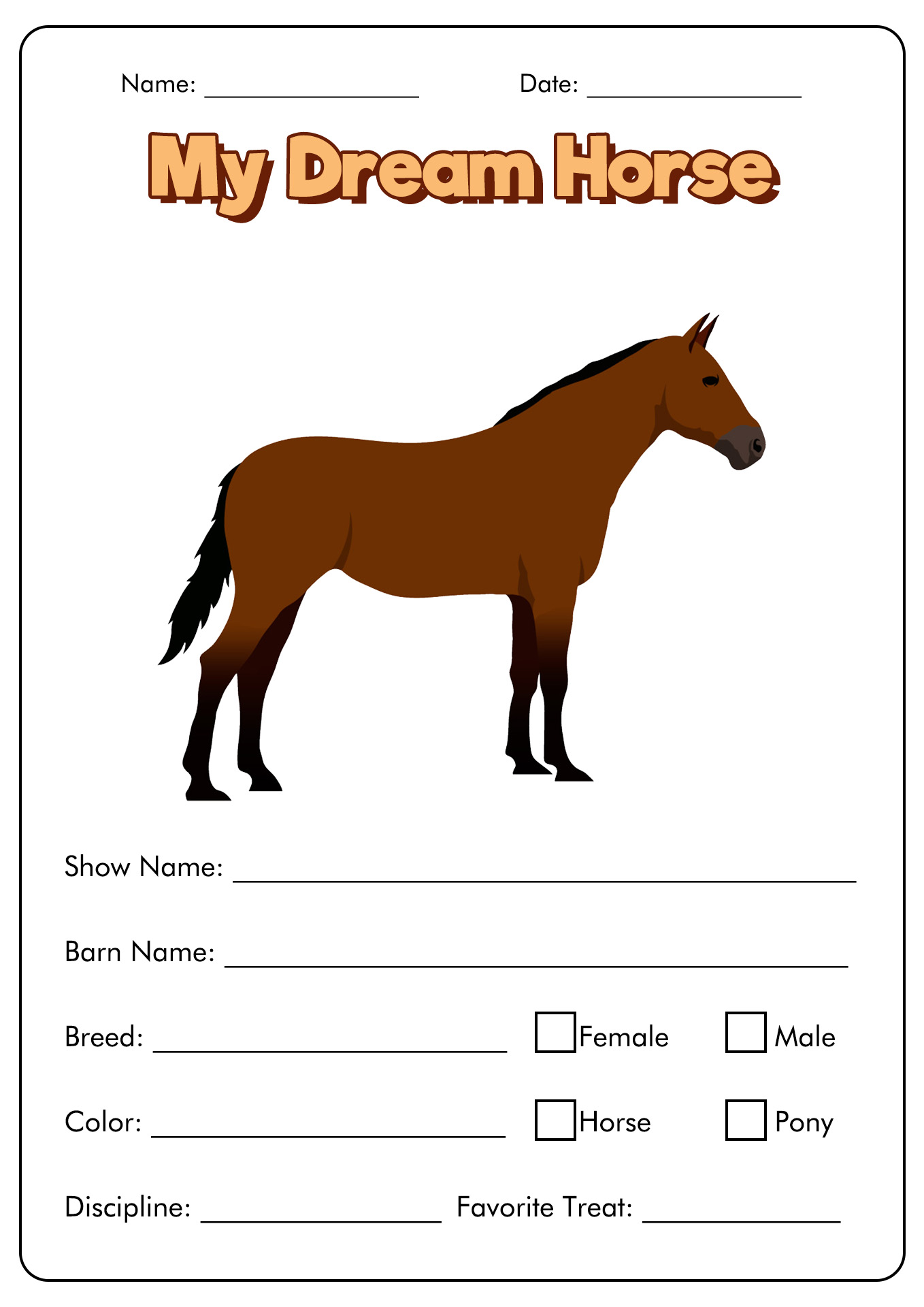 Free Printable Horse Worksheets Printable