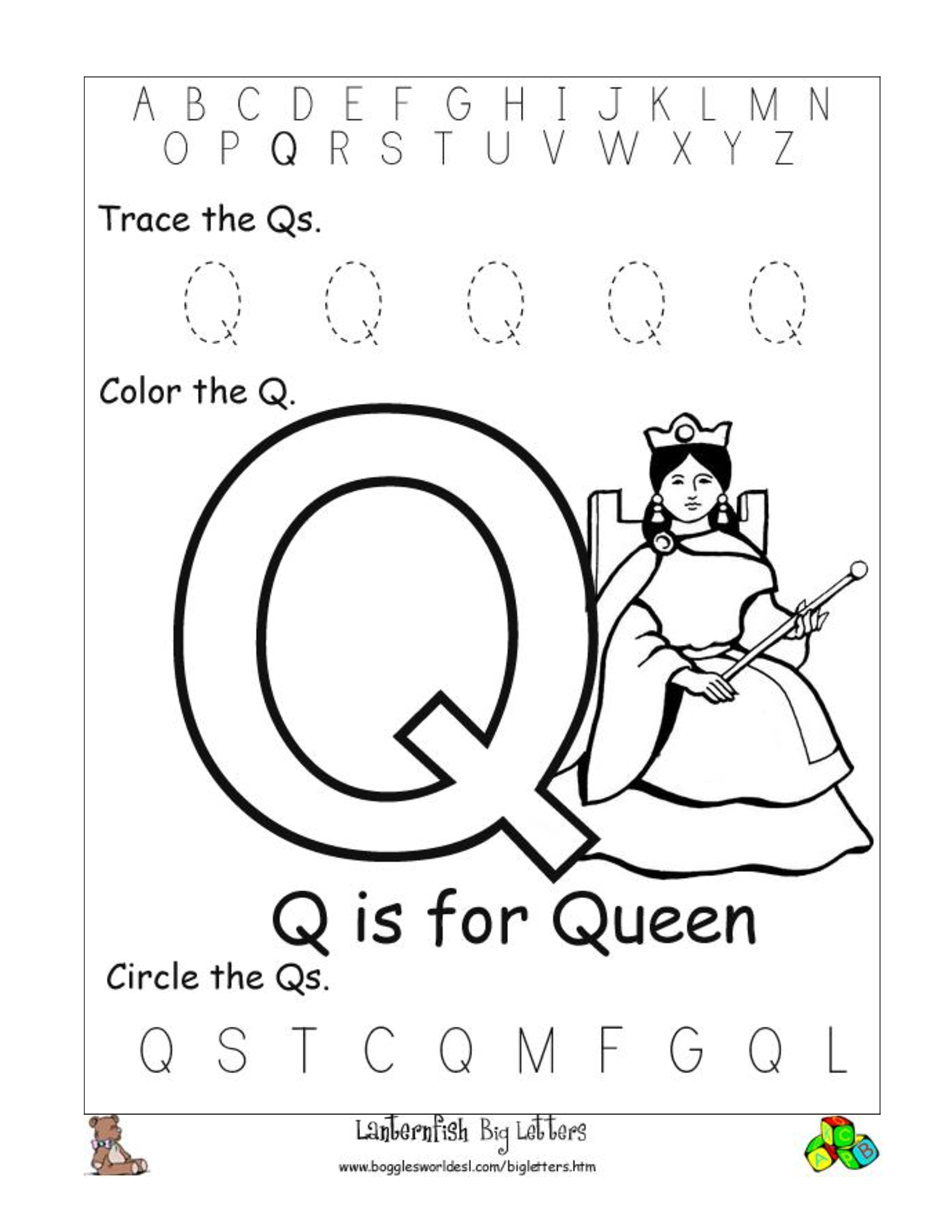 9 Best Images of Pre-K Worksheets Letter Q - Letter F Printable